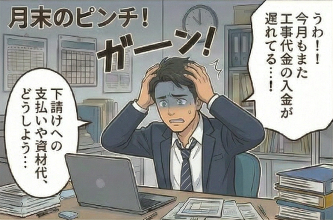 月末のピンチ！工事代金の入金が遅れている