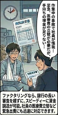 作業中の事故で社員が怪我、至急医療費の立替が必要